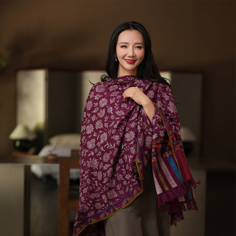 玫瑰花kani明星款卡克什米尔披肩