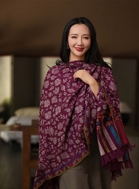 NagarNan-玫瑰花Kani明星款素卡尼那家楠克什米尔手工羊绒披肩围