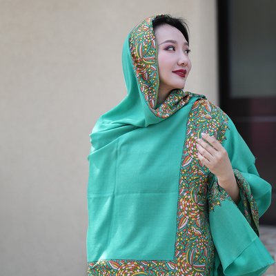 重工设计款克什米尔羊绒披肩