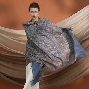 NagarNan-pashmina KK绣片克什米尔手工羊绒披肩围巾