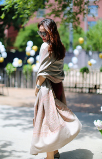 NagarNan-Pashmina系列Gents真丝那家楠克什米尔手工羊绒披肩围巾