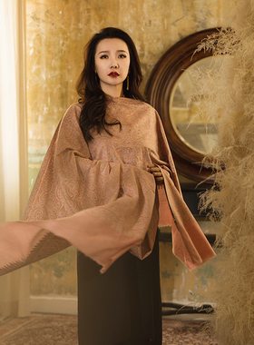 NagarNan-CXN&CAN咖标X系列收藏级珍珠粉重工帝王绣手工披肩12570