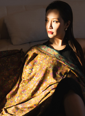 NagarNan-CXN&CAN咖标X收藏老kani复古色调小色块披肩围巾12764#