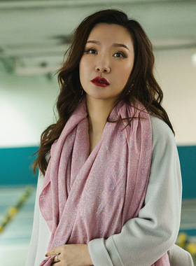 NagarNan-CXN&CAN咖标X系列收藏级 仙女白绒淡淡粉满绣围巾10561