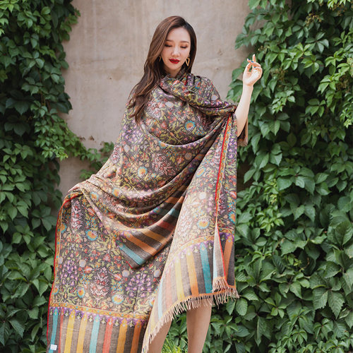 克什米尔手工羊绒披肩围巾