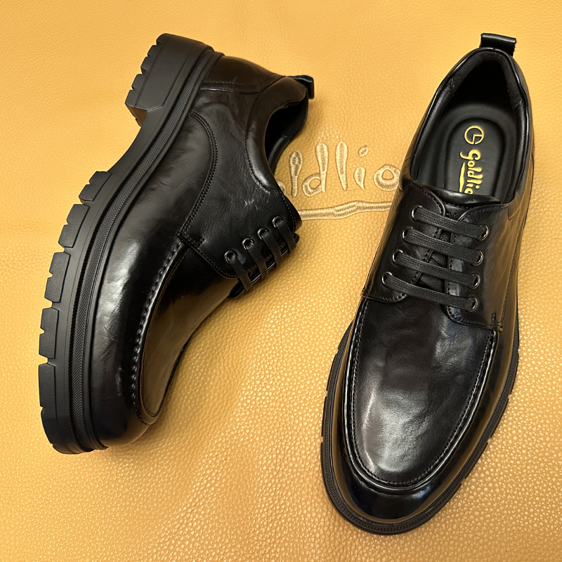 金利来男鞋2025秋季新款手抓纹超轻缓震厚底系带商务正装皮鞋男
