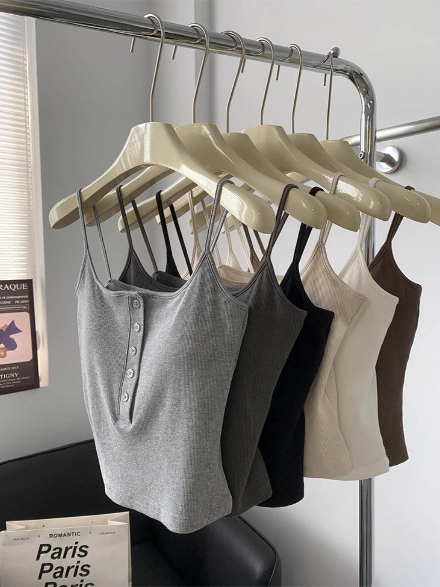 2024夏季新款纯色小吊带背心自带胸垫遮副乳外穿内搭短款美背上衣,女装/女士精品,背心吊带,淘宝优惠券,粉丝福利购,淘宝优惠卷