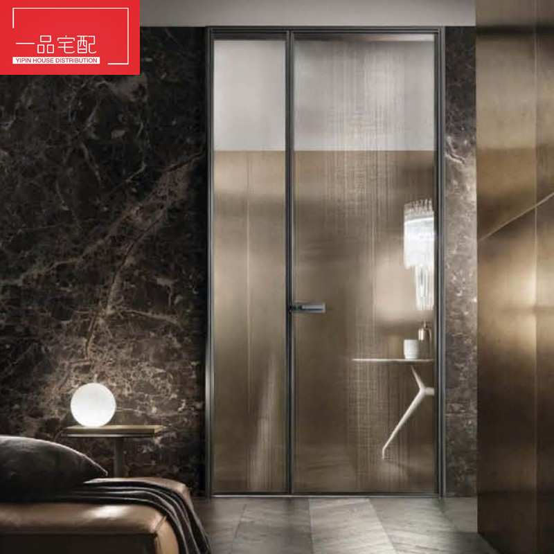 厨房卫生间子母门对开门窄边铝镁合金超白玻璃隔断浴室阳台门