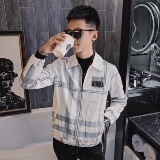 21春装社会小伙修身欧货翻领格子夹克外套2J，男装夹克，星座308A