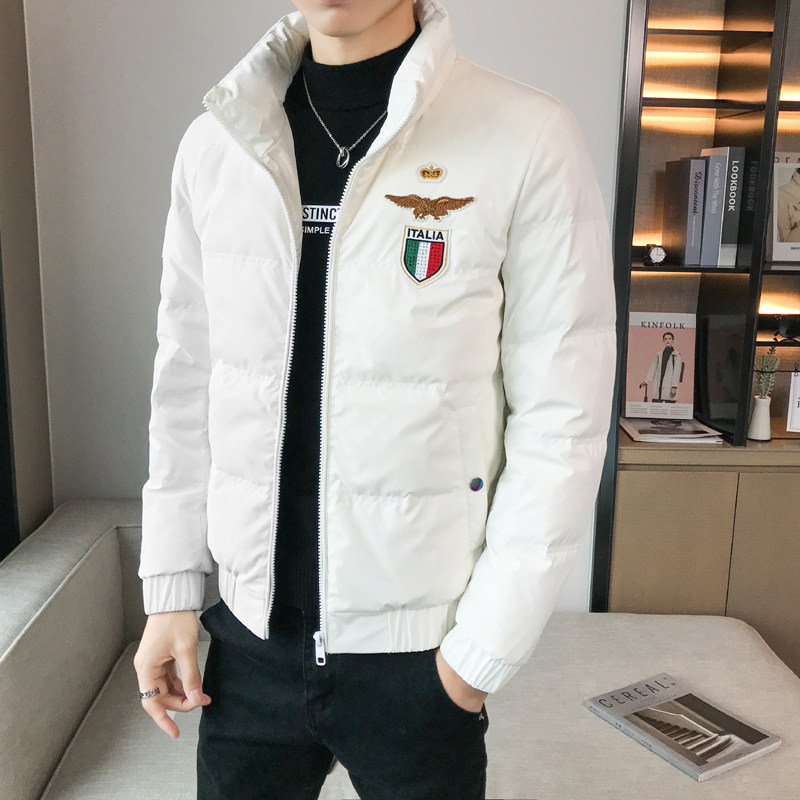 冬装店主风亮面短款立领绣标加厚羽绒服夹克外套1Y8016-P158控208图片