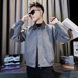 JK9114-P118控158韩版痞帅纯色个性拼接撞色翻领呢料夹克外套A，男装夹克，星座308A