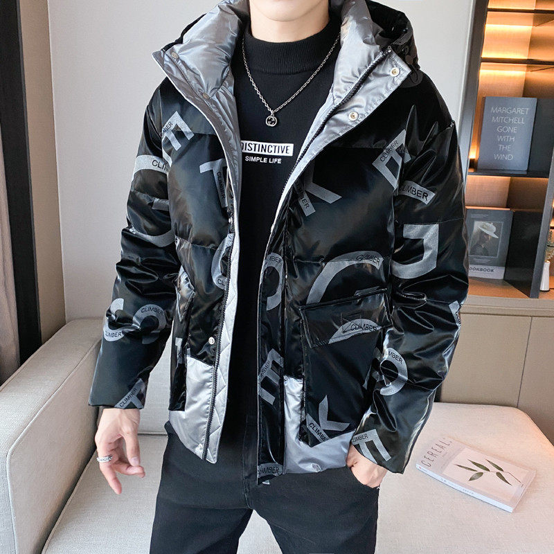 精品冬季亮面连帽字母拼色面包服羽绒服外套 2 Y8025-P195控255图片