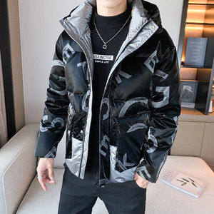 精品冬季亮面连帽字母拼色面包服羽绒服外套 2 Y8025-P195控255图片