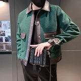 韩版潮牌千鸟格拼接撞色设计夹克工装外套AJK60111-P118控15，男装夹克，星座308A