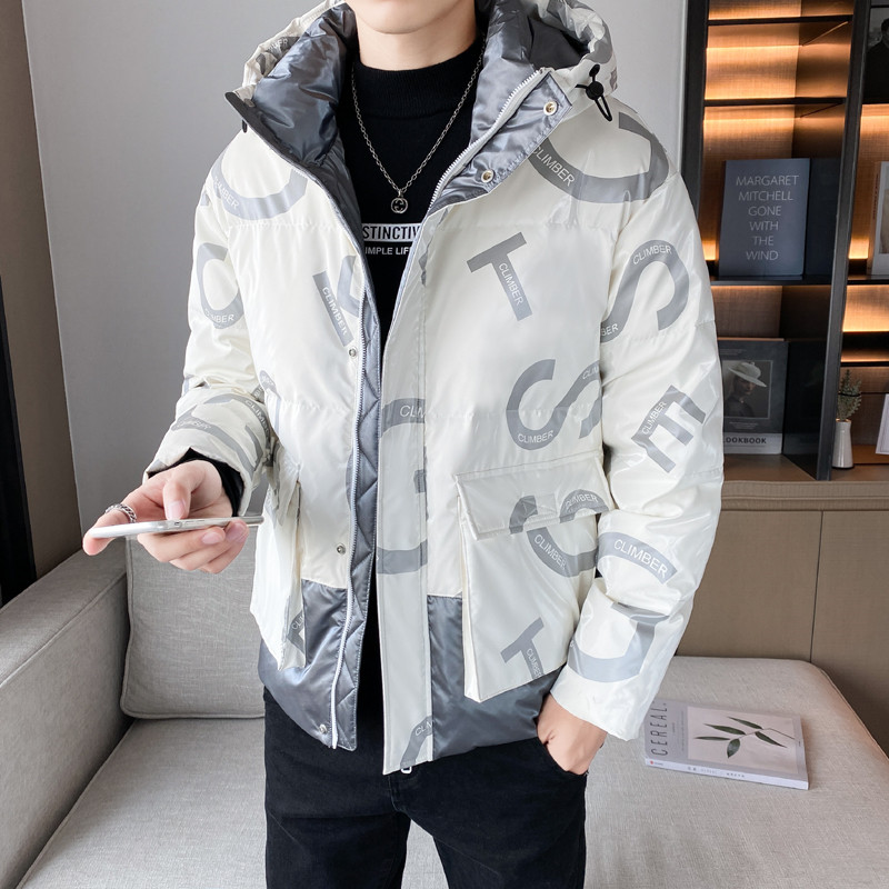 精品冬季亮面连帽字母拼色面包服羽绒服外套 1 Y8025图片