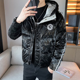 冬季精品潮流亮面印花刺绣图案连帽羽绒服外套3Y8021，男装羽绒服，星座308A