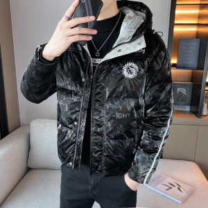 冬季精品潮流亮面印花刺绣图案连帽羽绒服外套 3 Y8021图片
