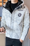 冬季精品潮流亮面印花刺绣图案连帽羽绒服外套1Y8021，男装羽绒服，星座308A