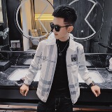 21春装社会小伙修身欧货翻领格子夹克外套8J，男装夹克，星座308A