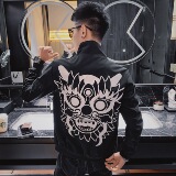 21春款社会小伙韩版修身印花立领拉链夹克外套4J，男装夹克，星座308A