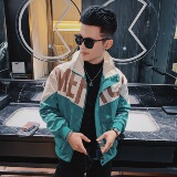 21春款社会小伙印花拼接拉链立领防风夹克外套1J，男装夹克，星座308A