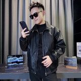 JK88029-P118控158韩版痞帅纯色个性立领编织文理PU皮夹克外套B，男装夹克，星座308A