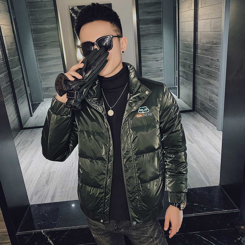 社会小伙保暖羽绒服亮面镭射印花时尚夹克外套 1 Y8017-P158控208图片