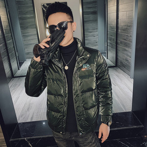 社会小伙保暖羽绒服亮面镭射印花时尚夹克外套 1 Y8017-P158控208图片