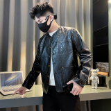 JK1527-P118控158时尚休闲明星纯色小香风PU皮痞帅夹克工装外套B，男装夹克，星座308A