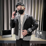 韩版潮牌拼接千鸟格西装领加厚保暖棉衣外套E M6507-P145控195,男装西服套装,星座308A, 韩版潮牌拼接千鸟格西装领加厚保暖棉衣外套E M6507-P145控195,男装西服套装,星座308A,