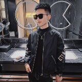 21春款社会小伙英文刺绣韩版棒球领夹克外套1J，男装夹克，星座308A