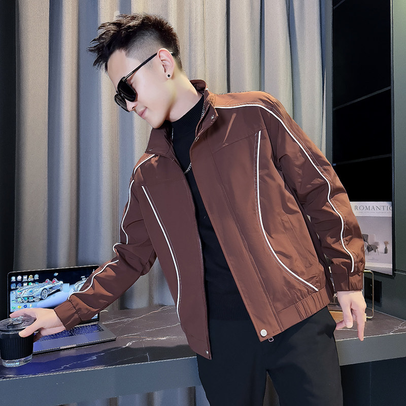 JK351-P85控115   韩版痞帅立领纯色休闲机能工装夹克外套F图片
