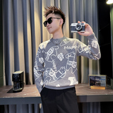 MY812-P68控9826年货大红色本命年福字马针织衫圆领打底衫毛衣A，男装T恤，星座308A