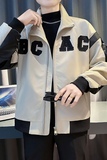 JK62322-P118控158韩版痞帅立领纯色拼接字母工装夹克外套A，男装夹克，星座308A