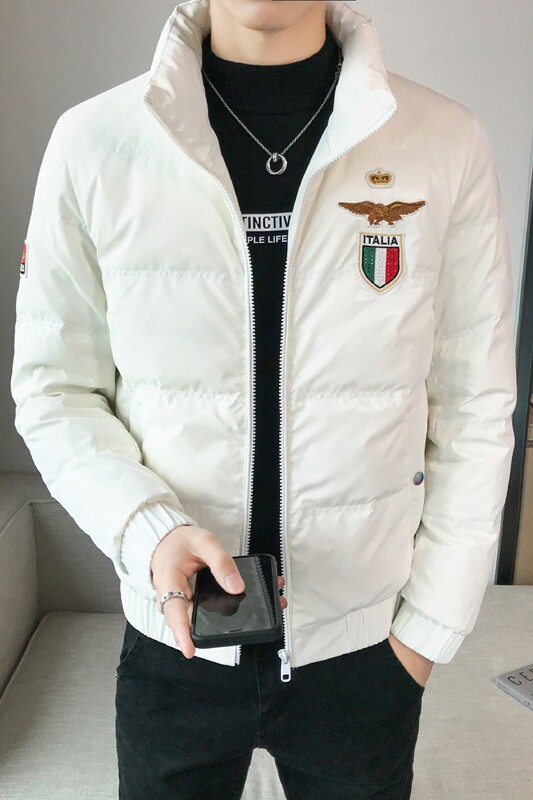 冬装店主风亮面短款立领绣标加厚羽绒服夹克外套1Y8016-P158控208,男装羽绒服,星座308A
