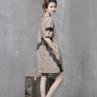 裙子 气质别致设计高级感小众休闲宽松大码 亚棉麻连衣裙女夏季 新款