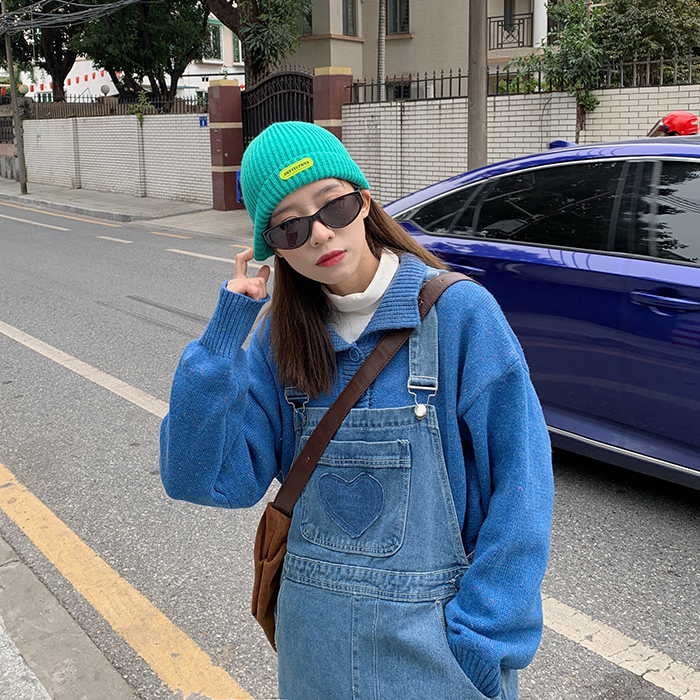 牛仔背带裤女2021年春季新款韩版宽松爱心减龄高腰显瘦直筒吊带裤