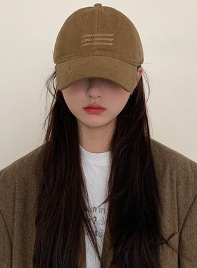 美式棕色简约帽子女鸭舌帽2025新款显脸小棒球帽大头围韩版大头围