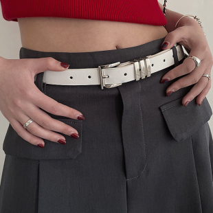 饰配裙子百搭皮带2026时尚 装 黑简约韩系白色 新款 小众腰带女士夏季