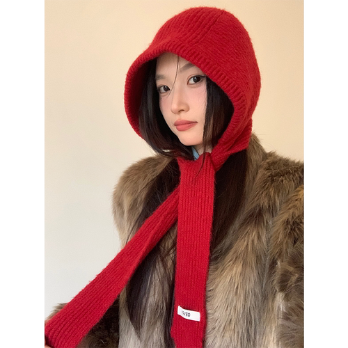 韩版秋冬绑带护耳毛线帽保暖百搭
