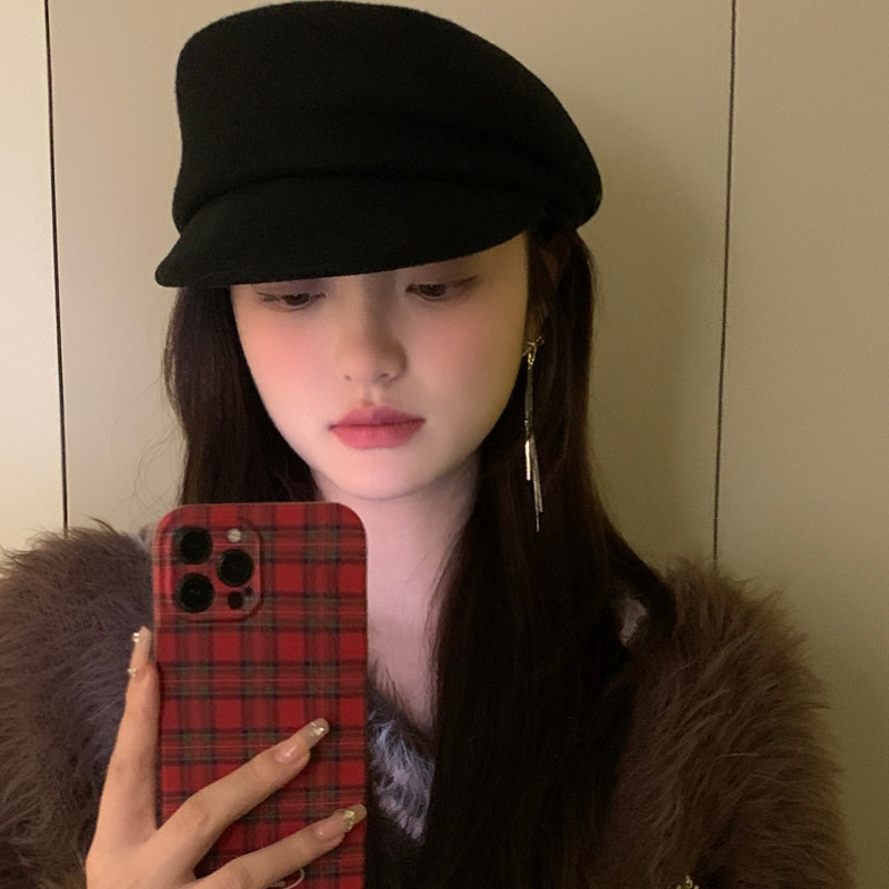 日系黑白色短檐羊毡帽马术帽鸭舌帽子女秋冬毡帽纯色报童帽骑士帽,服饰配件/皮带/帽子/围巾,帽子,淘宝优惠券,粉丝福利购,淘宝优惠卷