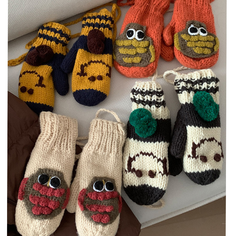 女聚酯纤维连指手套学生可爱搞怪