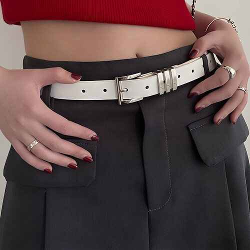 unclecm女PU方扣韩系腰带百搭