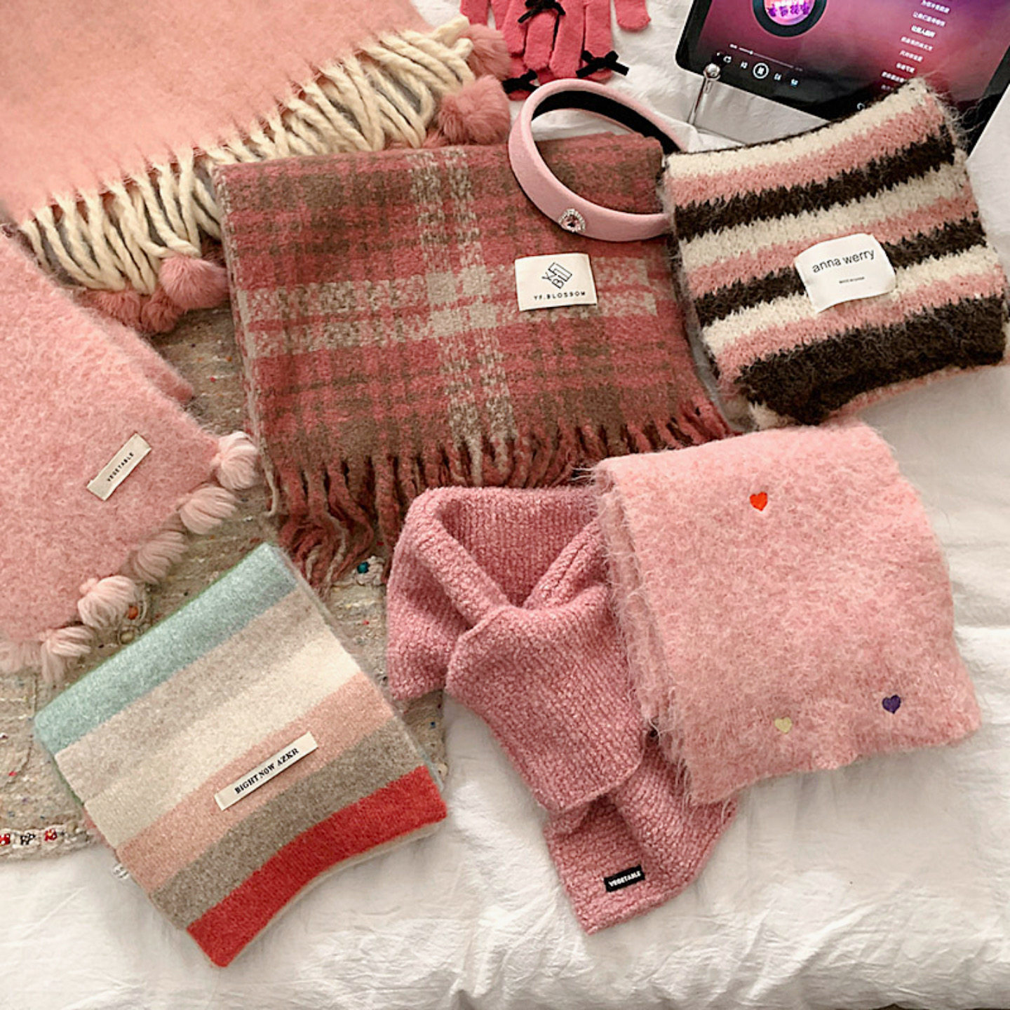 粉色可爱针织毛线围巾女款秋冬季2025新款高级感围脖加厚保暖披肩,服饰配件/皮带/帽子/围巾,围巾/丝巾/披肩,淘宝优惠券,粉丝福利购,淘宝优惠卷