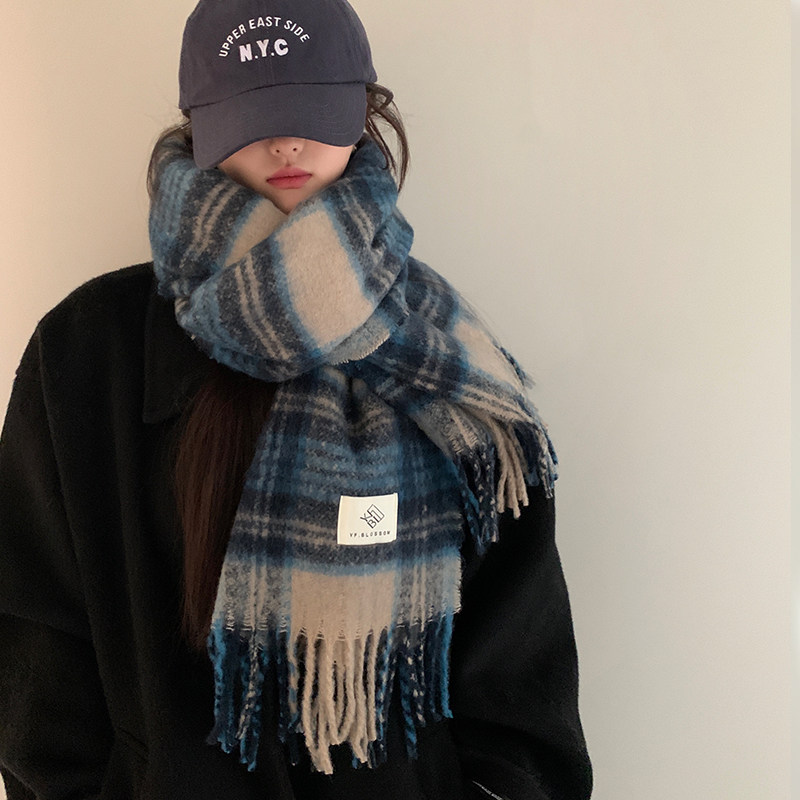 格子围巾女冬季2025新款高级感韩系围脖披肩两用加厚情侣款男蓝色,服饰配件/皮带/帽子/围巾,围巾/丝巾/披肩,淘宝优惠券,粉丝福利购,淘宝优惠卷