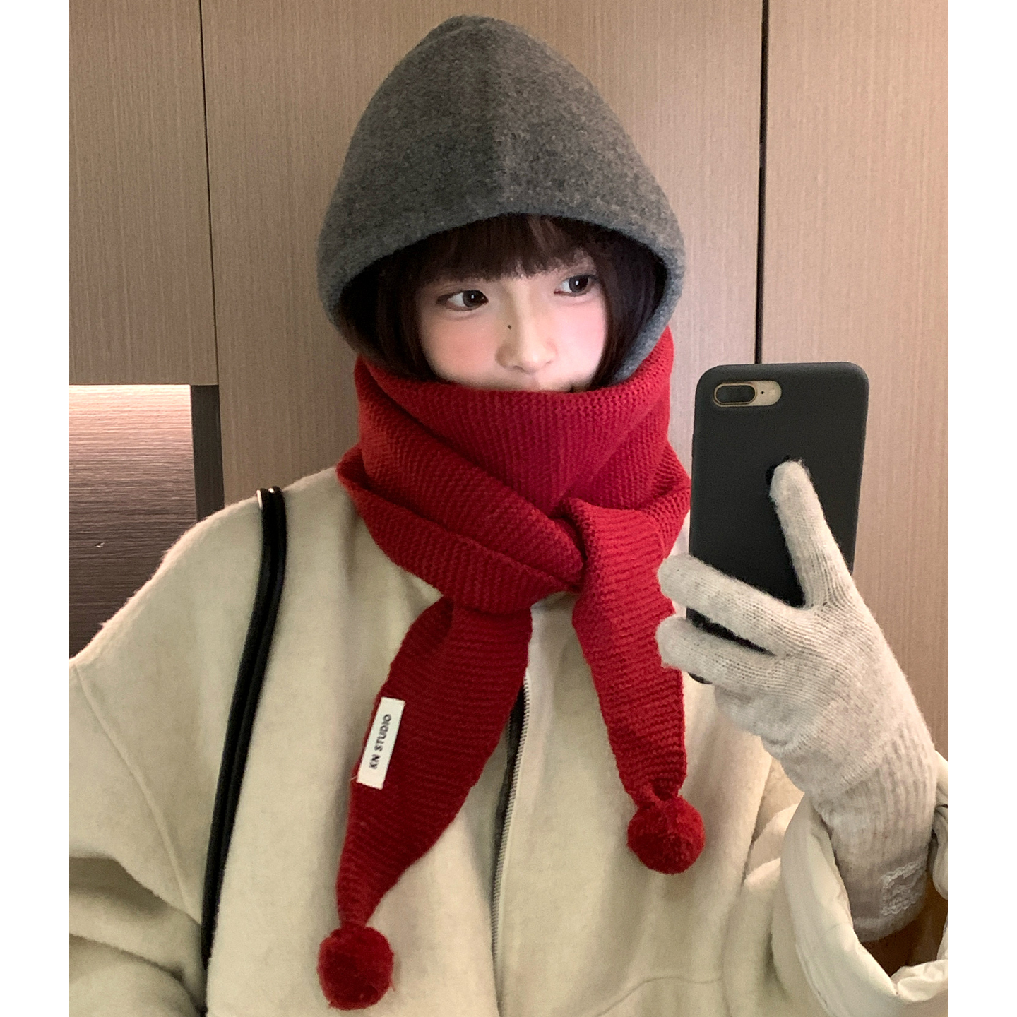 新年圣诞氛围感红色针织围巾女款冬季可爱毛球保暖护颈围脖披肩潮,服饰配件/皮带/帽子/围巾,围巾/丝巾/披肩,淘宝优惠券,粉丝福利购,淘宝优惠卷