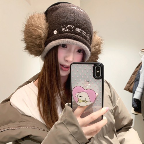 美式双层卷边字母刺绣提花帽子女