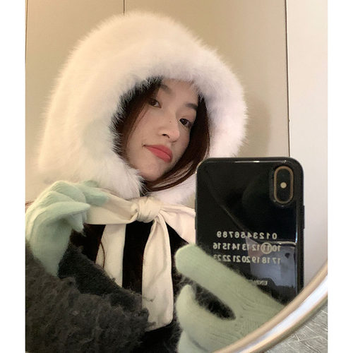 加厚毛绒大头围帽子女