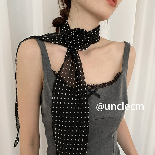 高级感长条波点丝巾时尚百搭