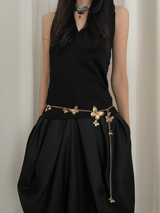 Bohemian Golden Butterfly Metal Waist Chain Women's Accessories Dress Ethnic Style Waist Rope New Thin Belt Summer